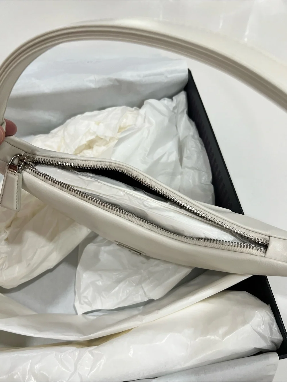 Prada White Triangle Shoulder Bag